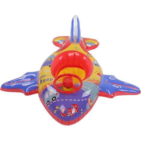 Bouée gonflable dirigeable multifonction pour enfants 1-5 ans, radeau flottant de natation avec volant, piscine extérieure.