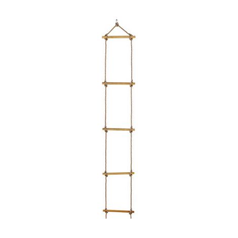 Chalet & Jardin – Échelle de corde 5 échelons – Agrès en bois et corde – Anneaux de suspension en acier galvanisé – Conforme norme EN71 (1/5)