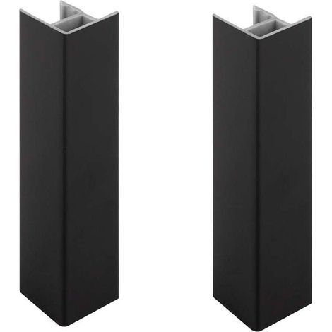 2x Jonction de plinthe 150mm finition noir mat Cuisine Raccord Connecteur Pied de meuble Profil PVC Plastique
