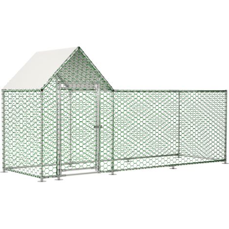 3 x 1 x 1,5 m Hühnerauslauf aus verzinktem Stahl mit wasserdichter PE-Plane MODENUIT (1/4)