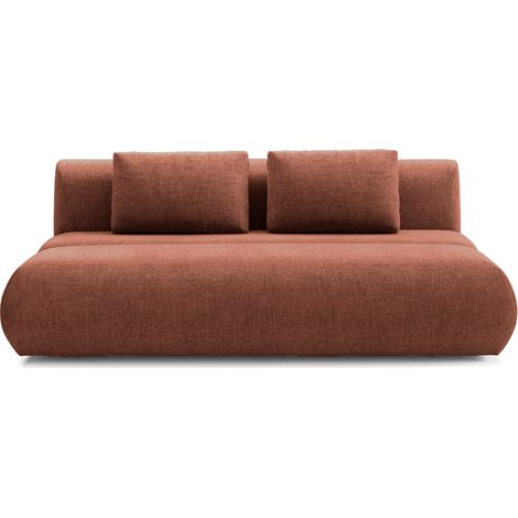 TINA - Canapé droit convertible tissu chiné 2 places Terracotta (1/5)