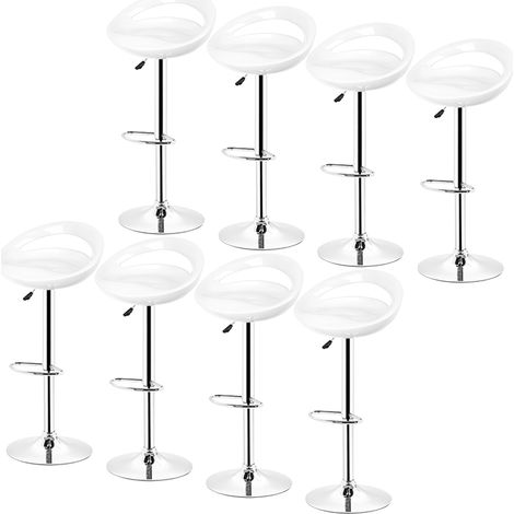 Tabouret de Bar Lot de 8 Reglables en Plastique ABS blanc, Hauteur Reglables sur poignée 84-104 cm (1/4)