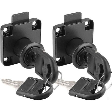 Serratura di sicurezza con chiave, cilindro da 22 mm, per mobili, cassette postali e armadietti (nera, set da 2) (1/5)