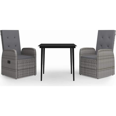 Maison Exclusive - Set da Pranzo da Giardino 3 pz con Cuscini Grigio (1/5)