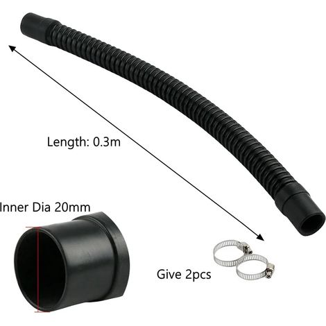 Tuyau annelé pour aquarium (20 mm x 0,3 m - 1 pièce) avec embouts en caoutchouc souple et sortie d'eau. (1/5)
