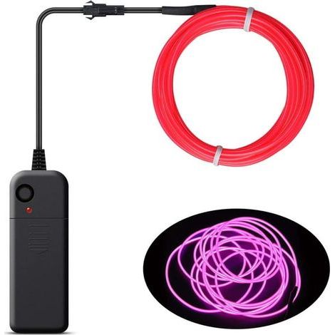 Fil Lumineux Néon Flexible 3m Rose pour Décorations Halloween, Noël, Fêtes et Ambiance Festive (1/5)