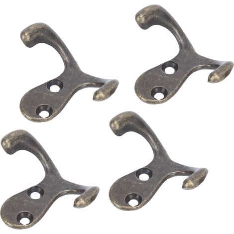 Crochet double en alliage de zinc, patère rétro pour armoire ou meuble, crochet simple, crochet coudé pour porte simple, petit crochet simple - bronze antique (1/5)