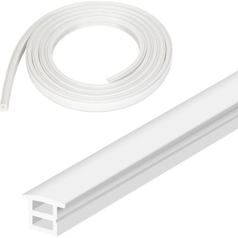 Profilé LED 3 m en silicone pour panneaux acoustiques, bande LED flexible blanche, diffuseur de canal, couverture DIY pour bandes LED pour plafond, mur, placard, éclairage (10 x 10 mm, 3 m, avec (1/5)