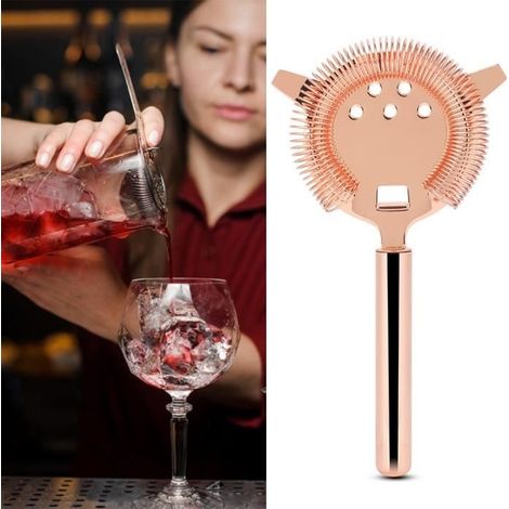 Tbest Passoire à cocktail Crépine à cocktail en acier inoxydable Shake Drinks Filtre mixte de glace pour Bar Club Party (or rose) (1/4)