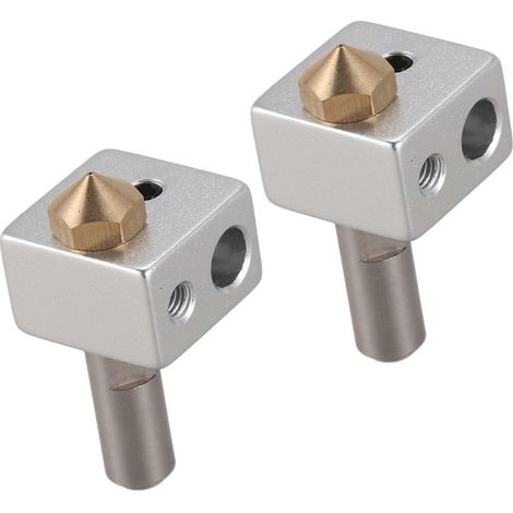 Kit de tête d'impression MK10 (2 pièces) pour imprimante 3D, buse et gorge M7 avec tube PTFE et bloc chauffant en aluminium (version améliorée)