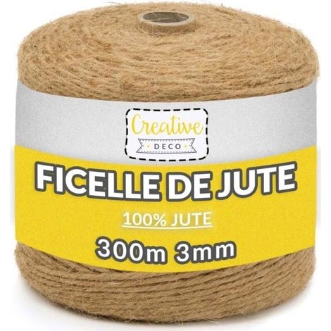 (Brown) Creative Deco 300m Jute Twine 3mm Thick Gardening Twine Rustic Wedding Decoration DIY Twine Jute Rope (1/4)