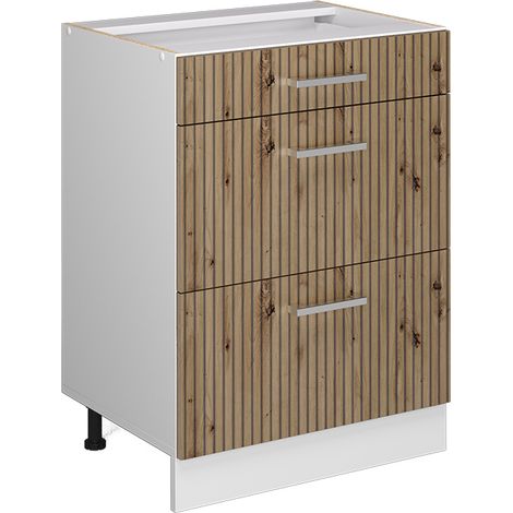Küchenunterschrank R-Line, Artisan-Eiche, 60 cm mit Schubladen, ohne Arbeitsplatte, Vicco