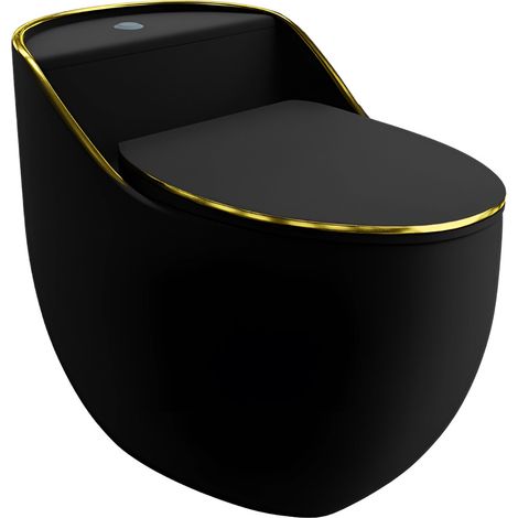 Einteilige Stand-WC mit eingebautem Spülkasten SILIA RIM BLACK/GOLD LINE  (1/5)
