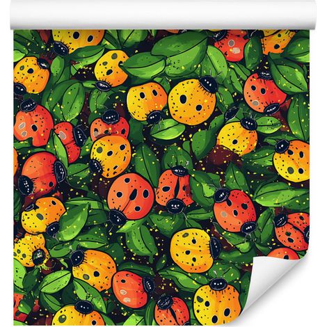 Papel pintado de mariquitas en verde botella y verde para salón y dormitorio, 50x1000 mm. (1/5)