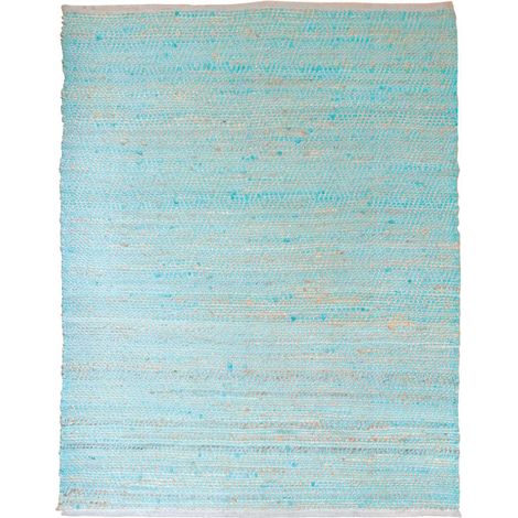 Tapis 120 x 180 cm bleu en coton et chanvre naturel tressé - DEVI (1/5)