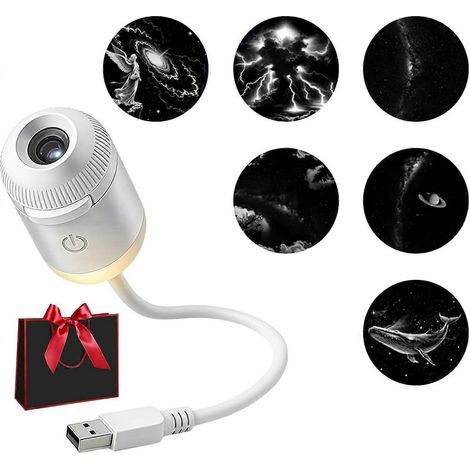 Veilleuse projecteur galaxie 2 en 1, projecteur d'étoiles 5D HD intelligent pour chambre, USB, 6 films réglables (1/5)