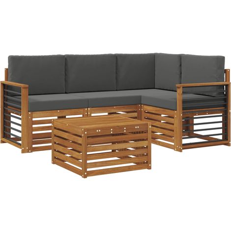 Conjunto de sofás de exterior 5 uds. Natural y Antracita vidaXL (1/5)
