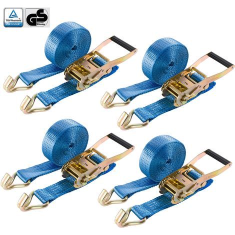 AREBOS 4 x Cinghie 2 pezzi con ganci e cricchetto 6 m, 5000 kg, larghezza 25 mm (1/5)