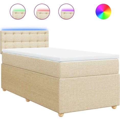 Maison Exclusive - Cama box spring con colchón tela color crema 9 (1/5)