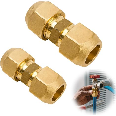 Lot De 2 Raccords D'extension De Tuyau 1/4" Et 3/8", Double Mamelon Avec écrous évasés, Adaptateur Sans Soudure Pour Climatiseur, Système Sanitaire, Huile, Gaz Et Vide (1/5)