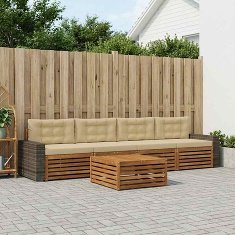 vidaXL Outdoor-Sofagarnitur 5 pcs Natur und Beige Massivholz Akazie (1/5)