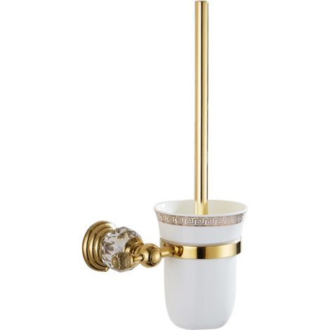 Porte-brosse de toilette en or avec sculpture sur le fond, fabriqué en  Alliage de zinc de haute qualité avec surface plaquée or, porte-brosse de toilette au design élégant, accessoires de salle de ba