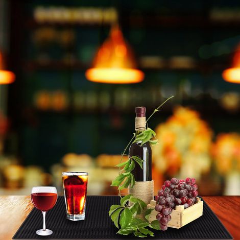Tropfmatten für Cocktails, Teetassen und Becher, wasserdichte Küchen- und Barmatte (Schwarz, große Ausführung) (1/5)