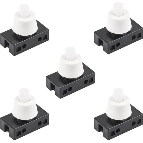 5 interruptores de botón pulsador de plástico con bloqueo, interruptor de botón pulsador para iluminación interior del coche, botón pulsador para luz de lectura del coche (negro) (1/5)