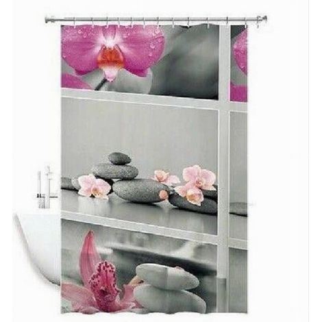 Rideau De Douche Anti-moisissure Imperméable 180x180cm Avec Anneaux Salle De Bain Fleurs Sassi 59532 (1/3)