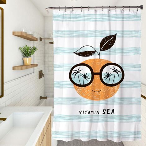 Rideau de douche anti-moisissure, 180 x 180 cm, lavable en machine, lesté, séchage rapide, avec crochets, imperméable, rideau de douche lavable, contient de la vitamine M.
