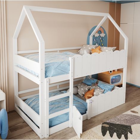 MEUBLIV Letto a castello 90x200 cm bianco, design casetta, senza materasso (1/5)