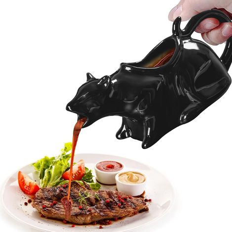 Saucisses Porcelaine en Forme de Chat, Saucière, Saucisses en Céramique 250ML pour les Sauces, Saucière, Petit Pot, Sauces Chauffantes, Dressings pour Sauce Vanille, Crème, Sauce (1/5)