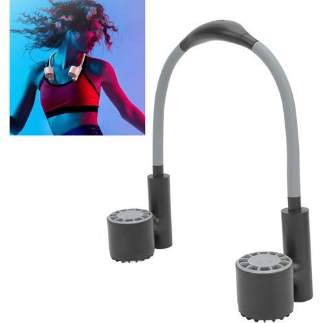 Tragbarer Nackenventilator – 3 Geschwindigkeitsstufen, USB-Anschluss, 2400-mAh-Akku mit Schnellladefunktion, flexibles ABS-Silikon, 90°-Drehung, schwarz und leicht