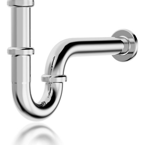 Universal Siphon für Waschbecken Edelstahl,Röhrensiphon Siphon Waschbecken Ablaufgarnitur 1 1/4“ Chrom，Abflussrohr Tauchrohr 8-11cm höhenverstellbar，Abflussrohr Bad & Küche Flexibler Ablaufschlauch (1/5)