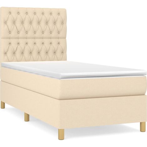 Maison Exclusive - Cama box spring con colchón tela color crema 9 (1/5)