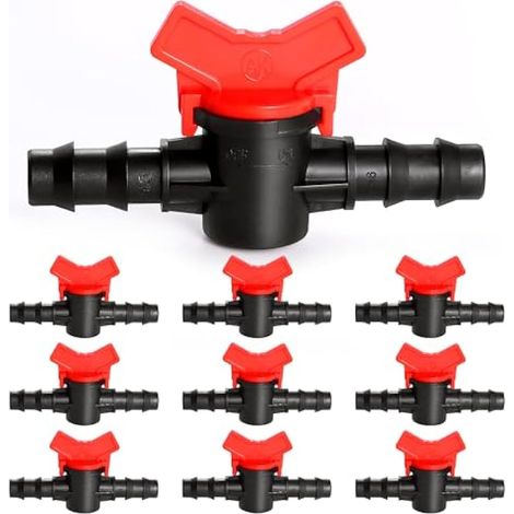 10 Pièces 16mm Vanne Commutation d'Irrigation, Irrigation Pipe Valve Switch, Robinet Jardin en Plastique PE, Robinet Barbelé Double Mâle, pour L'irrigation des Pelouses de Jardin (1/4)