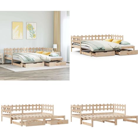 vidaXL Lit de jour avec gigogne et tiroirs sans matelas 80x200 cm