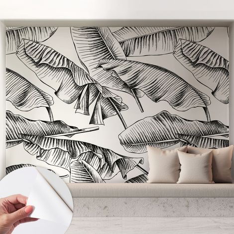 Tapete Selbstklebend - abwaschbar - Tapete mit Motiv - trendige Wanddeko - elegant Fototapete  Bananenblätter 208x146 cm (1/5)