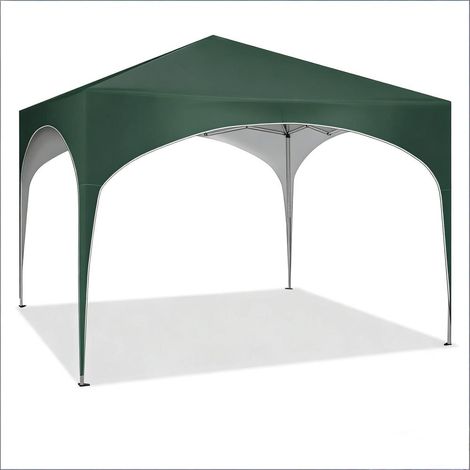 Pavillon pliant 3x3 m – Gazebo imperméable et anti-UV avec toit en Oxford 210D argenté, hauteur réglable (250-258 cm), cadre métallique antirouille, inclut sardines et cordes – Idéal pour jardin, terr