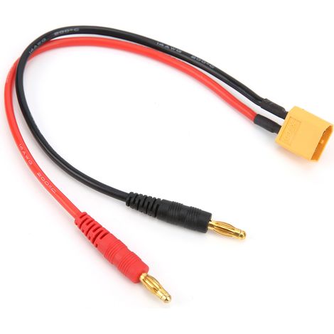Câble de charge RC 22cm XT60 vers fiche banane 4.0mm 14AWG pour chargeur batterie LiPo (1/5)