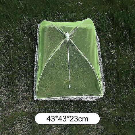 Faltbare Lebensmittelabdeckung aus Netzgewebe, Fliegen- und Mückenschutz, Pop-up-Lebensmittelabdeckung, Regenschirm, atmungsaktive Abdeckung für Mahlzeiten, Gemüse und Obst, Küchenzubehör – 43 x 43 cm