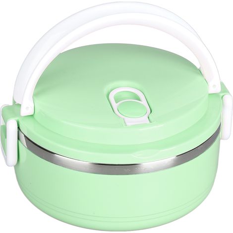 Thermos-Lunchbox, stapelbar, isolierte Warmhaltebox, runde Lunchbox aus Edelstahl 304, versiegelte Lebensmittelbehälter, einlagig, verdickt (grün) (1/5)