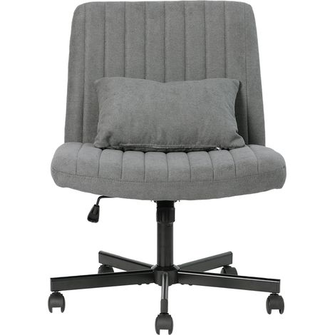 Sedia da ufficio girevole in tessuto grigio scuro, regolabile in altezza, senza braccioli (1/4)