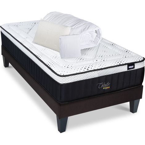 Pack Célestin 2.0 90x190 cm - Matelas + Sommier + Accessoires - La chambre équipée en une fois - 29 cm d'épaisseur (1/5)