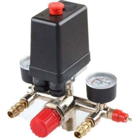 Regulateur De Pression - Pressostat Integre - Raccord Filete Femelle 1/2 Pouces - Affichage 0 A 12 Bar - 240 V 16 A - Pour Compresseur (1/5)