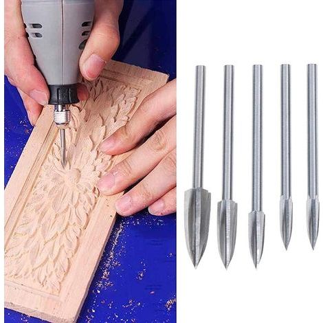 5 Pcs Culpture sur Bois et Gravure, Foret Fraise Fraise Racine Sculpture, Outils pour Bricolage Travail du Bois Sculpture, Outil de Sculpture (1/5)