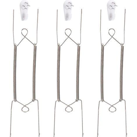 3 Pièces Plaque Cintre, 12 pouce Inox Acier Invisible Mur Plaque Cintres avec 3pcs Mur griffes pour Décoratif Assiettes, Argent (1/5)