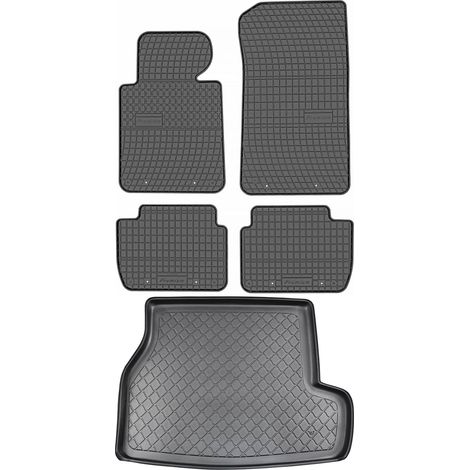 BMW Serie 3 E46 Familiar de 1998-2005, JUEGO - Alfombrillas de goma para coche + alfombrilla para maletero (1/5)