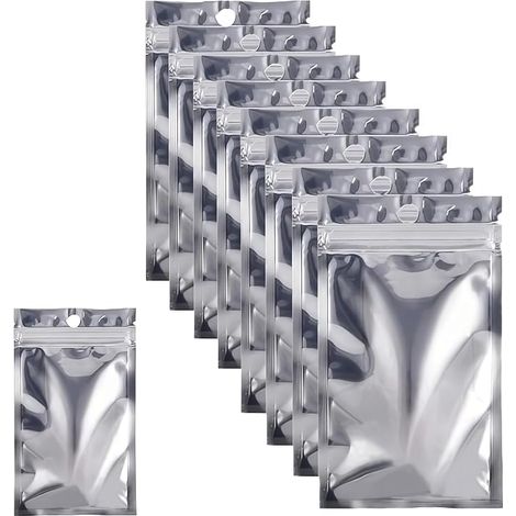Sacs Refermables Anti-Odeur (4x7 pouces/10x17.5cm)Mylar Sac Pochette Papier d’Aluminium Sac Plat Holographique en Aluminium Stockage Nourriture (1/3)