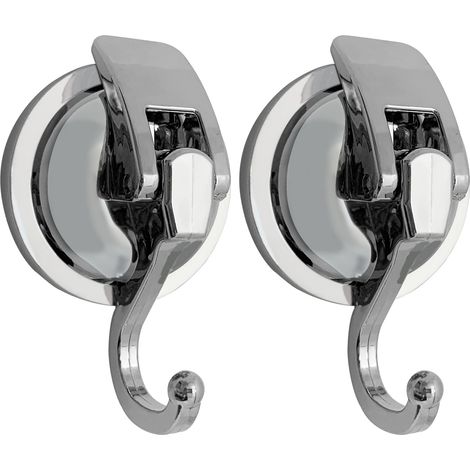 Ganci a ventosa ultra resistenti per doccia e accappatoi - ganci in vetro riutilizzabili e senza fori per decorazioni a ghirlanda (argento, 2 pezzi)
